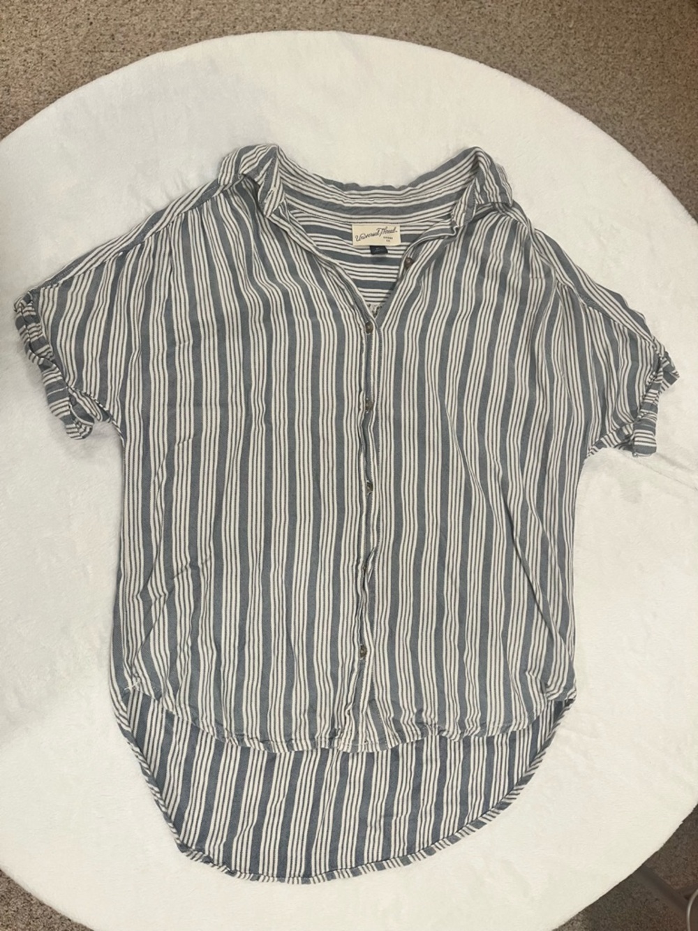 XS Universal Thread Blue & White Striped Button Down